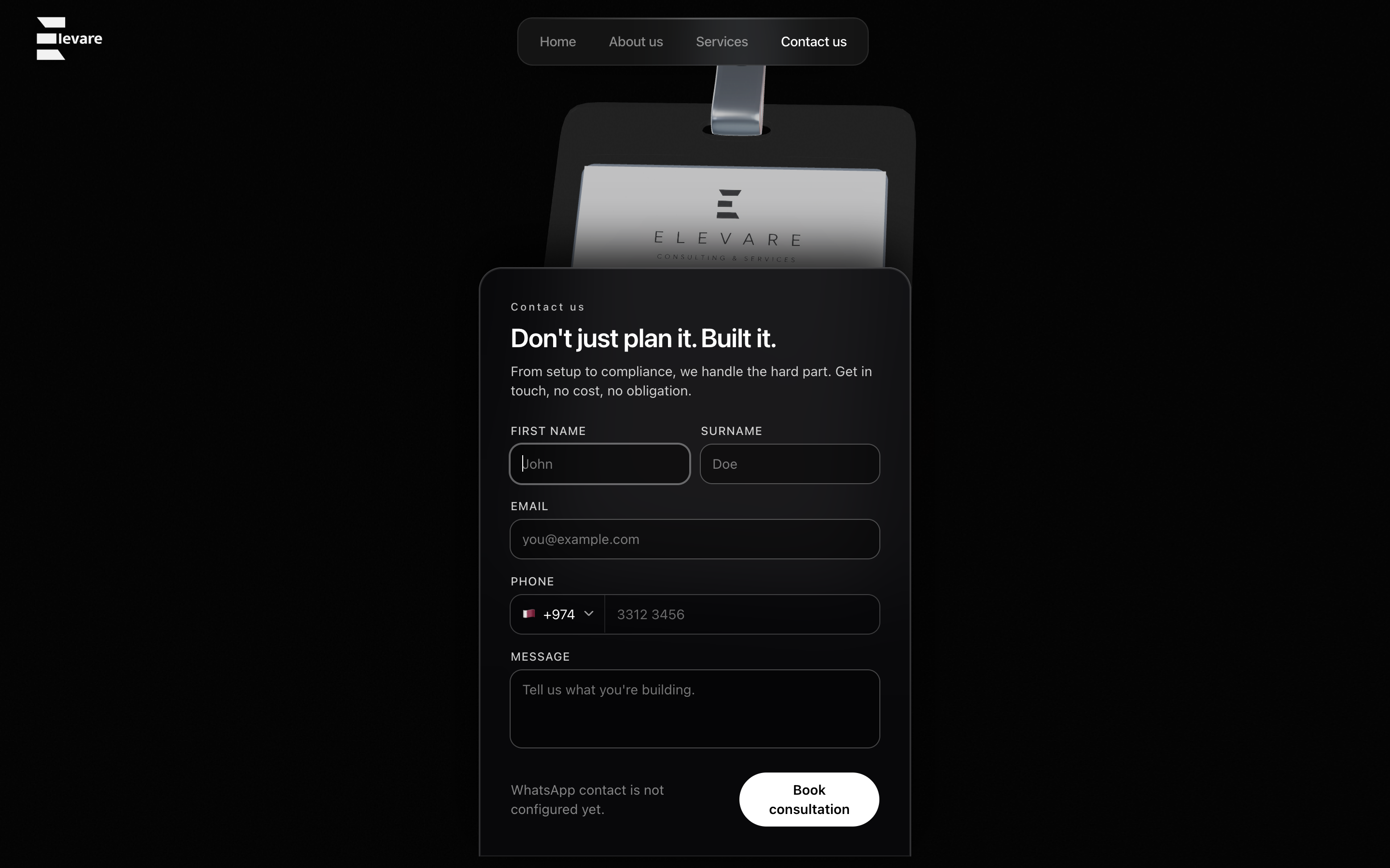 Contact — Don't just plan it. Built it.
